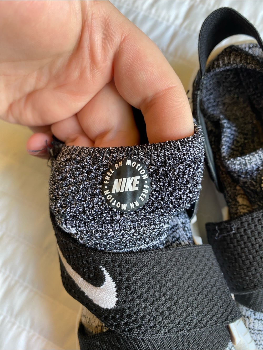 Nike Free RN Motion 2017 Women's Black and White Slip-On Knit Athletic Shoes - Picture 7 of 8